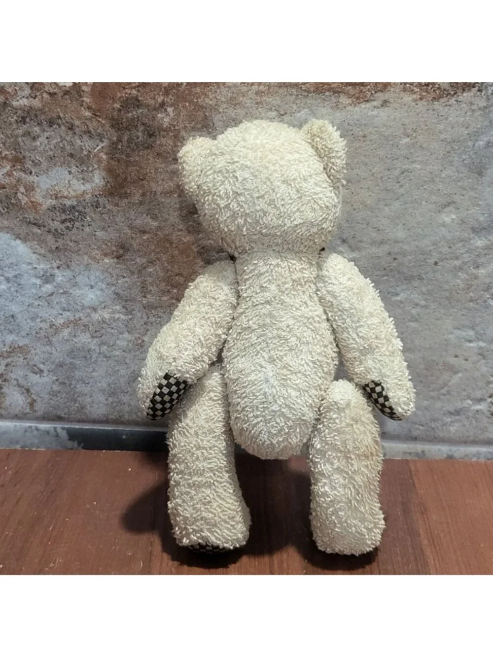 Vintage Tan Brown Teddy Bear Fully Jointed  Checkered Bow 9